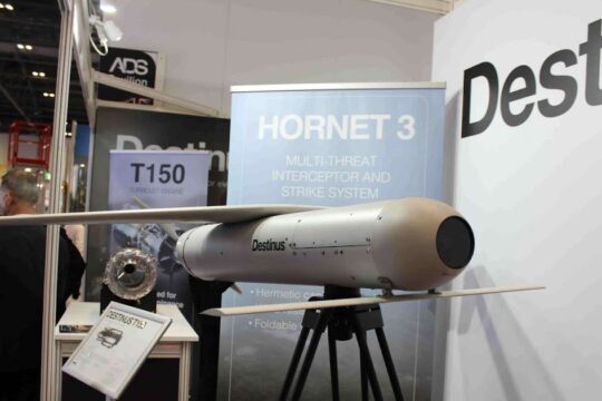 DSEI 2025: Swiss company Destinus conceives Hornet interceptor system to defeat swarms and low cost drones.