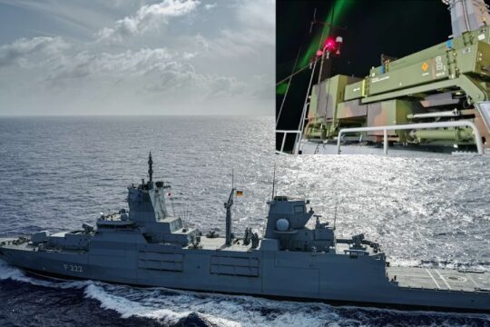 German Navy tests naval IRIS-T SLM air defense on F125 frigate during Andøya 2025.