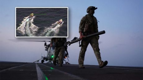 Royal Marine Snipers Disable Drug Smuggling Skiff from Wildcat Helicopter