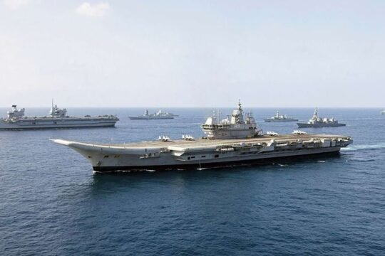 UK and Indian navies stage first-time dual-carrier drills amid Indo-Pacific tensions.